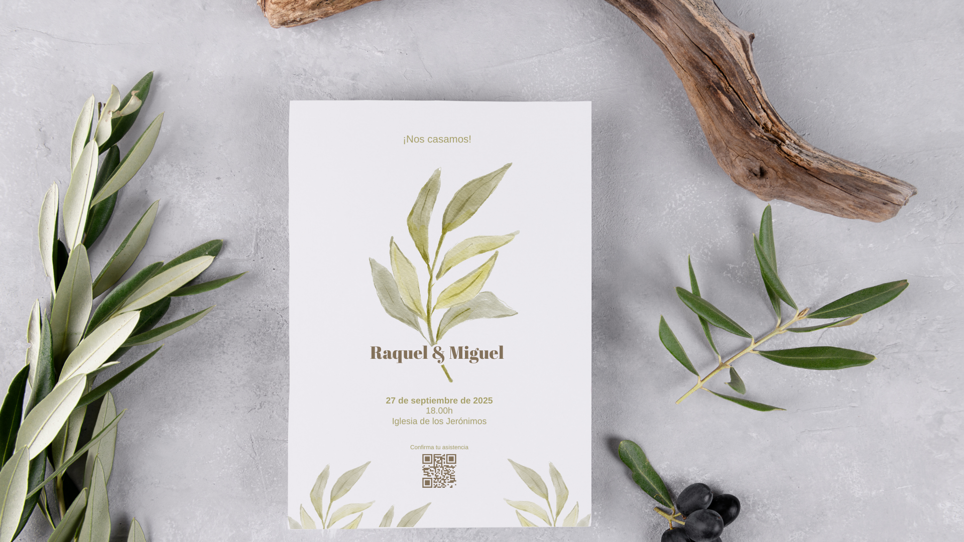 Invitación de boda a medida - Ejemplo 1 - Oliva