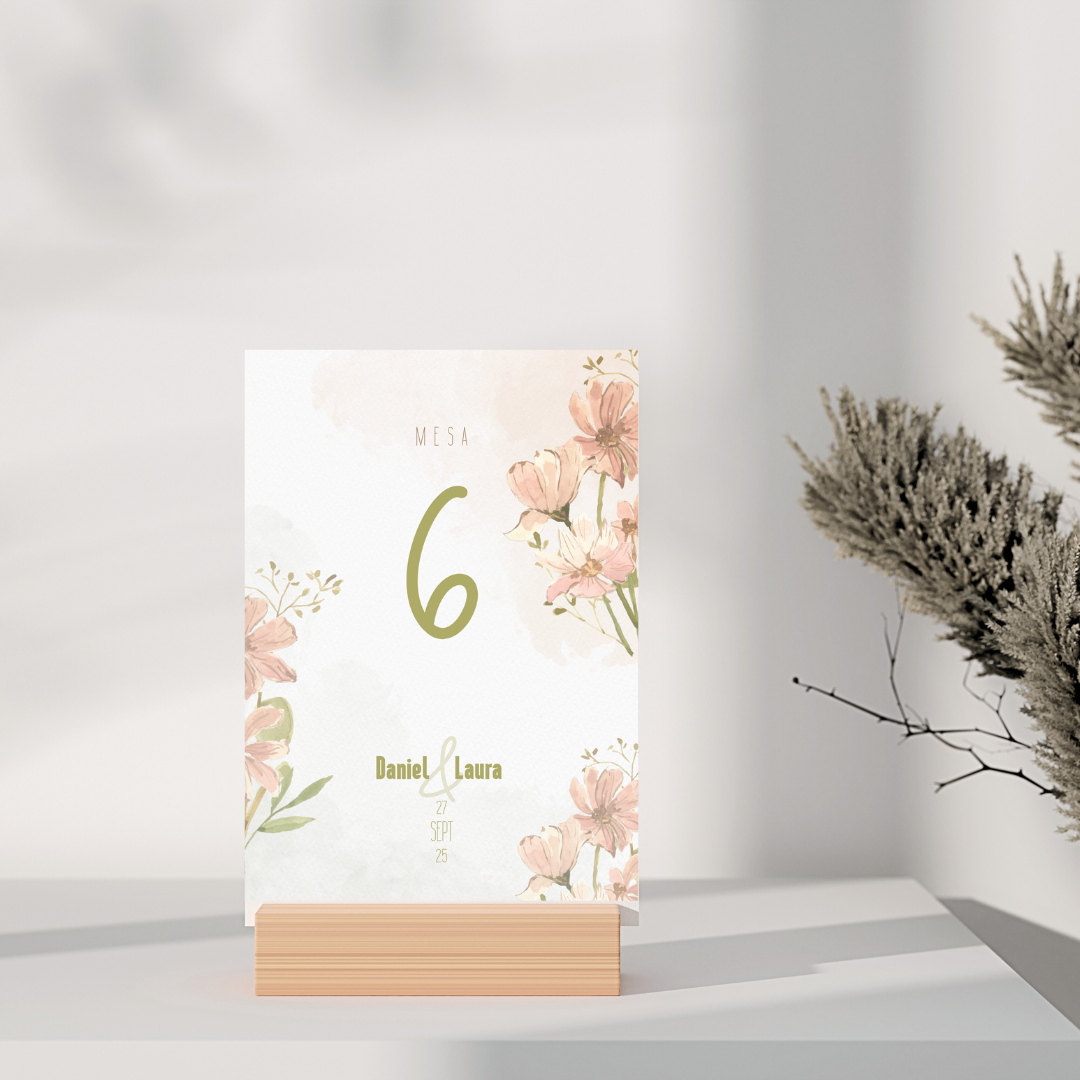 Floral Vintage - Complementos - Mock up - Número de mesa