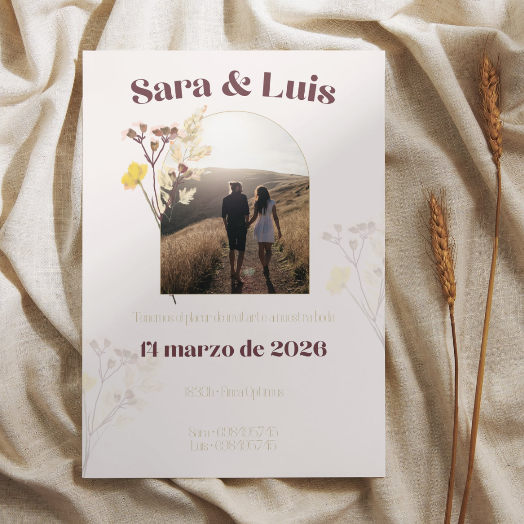 Rustic Love - Complementos - Mock up - Invitacion impresa vertical