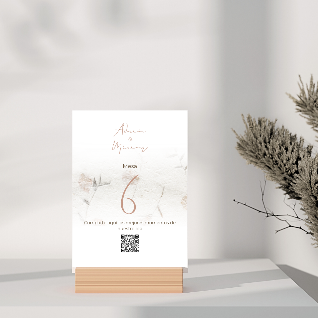 Marcador de mesa para bodas diseño Sayen Imagine Digital Events