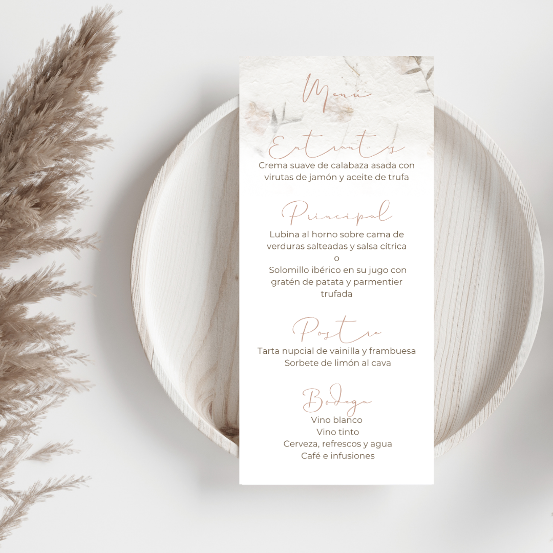 Minuta de boda diseño Sayen Imagine Digital Events